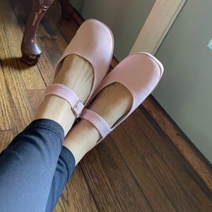 Pink Fabric Mary Jane shoes